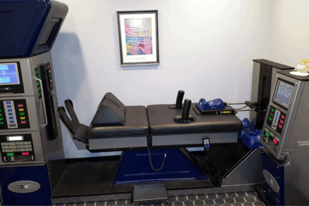 A machine for spinal decompression therapy at a roselle chiropractor clinic. 